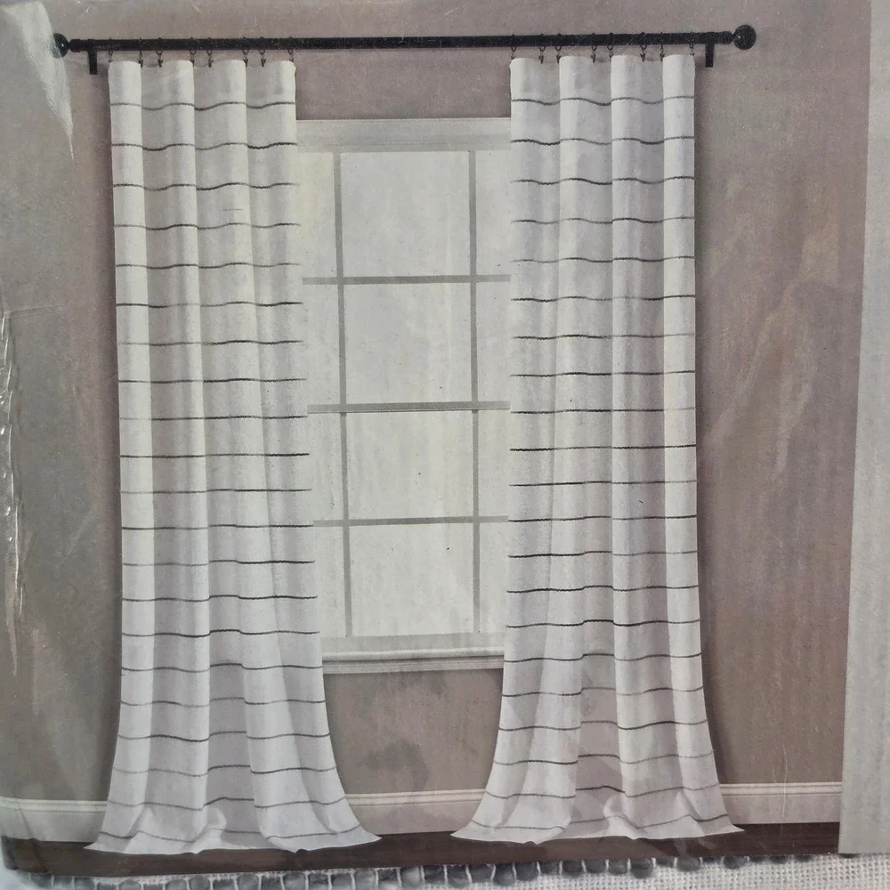 Lush Decor Ombre Stripe Grey White Curtain Panel Pair 40x84 Set of 2 New